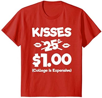 Kids Kisses 25 Cents Funny Boys Girls Kids Valentines Day TShirt 6 Red