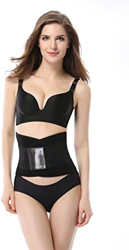 Waist Trainer Belt with Dual Straps, Lightweight Body Shaper, Adjustable Support Shapewear (Large, Black)