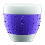Bodum Pavina Porcelain Cups with Silicone Grip, 2-1/2-Ounce, Purple, Set of 2