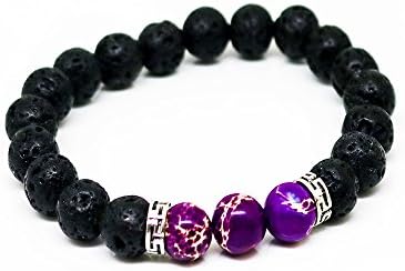Diffuser Bracelet w/7 Chakra Lava Stones-Mens Womens Genuine Yoga Bracelet For Healing, Aromatherapy, Meditation, Natural, Essential Oils, Self Confidence, Love FREE AROMATHERAPY BOOK (Purp)