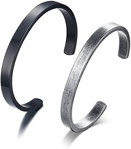 MP 2Pcs Free Engraved Stainless Steel Blank Open Cuff Bangle Personalized Quote Bracelet for Men
