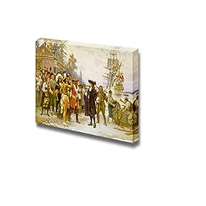 The Landing of William Penn by Jean Leon Gerome Ferris - Canvas Print Wall Art Famous Painting Reproduction - 12" x 18"