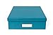 Bigso Box of Sweden Oskar Fiberboard Label Frame Document Letter Box - File Organizer Box for Paperwork - Document Storage with a Lid & Metal Label Window - 3.3 in x 10.2 in x 13.8 in - Turquoise