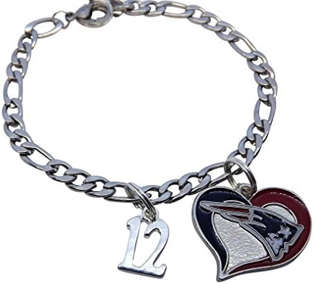 No Excuses Gear Patriots Woman's Stainless Steel Chain Charm Bracelet and Earrings Pack