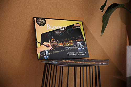 Scratch & Sketch Art Paper for Adults & Kids, Scratch Paper Rainbow Painting Sketch Pads DIY Art Craft Night View Scratchboard with Clean Brush,Scratch Coloring Pen,16 X 11.2 Inches (Budapest) - Thumbnail 5