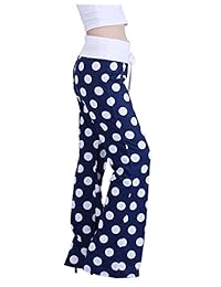 Pantalones de pijama de algodón para dama con pierna ancha