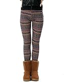 HDE Women Winter Knit Leggings Fleece Line Nordic Design Thermal Insulated Pants (Mayan Winter, Medium)