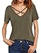 Haola Women's Summer Cross Front Tops Deep V Neck Casual Teen Girls Tees T Shirts S Army Green