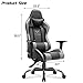 Vitesse Gaming Chair (Sillas Gaming) Ergonomic Computer Desk Chair High Back Racing Style Comfortable Chair Swivel Executive Leather Chair with Lumbar Support and Headrest (Grey)