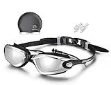 O'Brighton Swimming Goggle With Earplug + Swimming Cap Waterproof + Convenient Store UV Protection Swimming Equipment Comfortable for Adult Men Women Black