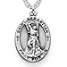 Sterling Silver Oval Saint Sebastian Patron of Athletes Medal, 7/8 Inch