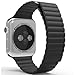 Apple Watch Band Series 1 Series 2, MoKo Premium Soft Leather Loop Band with Strong Adjustable Magnetic Closure for for 42mm Apple Watch 2015 & 2016 All Models, Black (Not fit 38mm Versions)