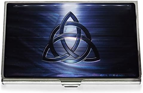 Business Credit Card Case Id Holder Metal Travel Wallet Mother of Pearl Celtic Knot (Navy)
