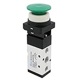 Baomain Pneumatic Mechanical Valve MV522PB 1/4"PT 2 Position 5 Way Momentary Green Mushroom Button