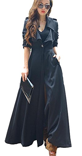 KufvWomens Slim Fit Big Swing Full Length Trench Dress Jacket Coats