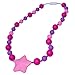 Sensory Oral Motor Aide Chewelry Necklace - Chewy Jewelry for Sensory-Focused Kids with Autism or Special Needs - Calms Kids and Reduces Biting/Chewing - Starlight Necklace (Fuchsia/Pink/Purple)