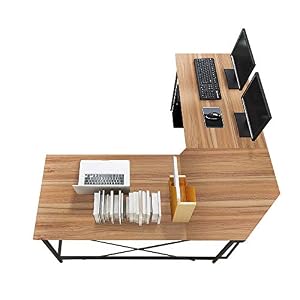 Soges 59 x 59 inches Large L-Shaped Desk Computer Desk L Desk Office Desk Workstation Desk Corner Desk, Oak CS-ZJ02-OK
