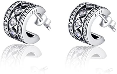 Cherry Blossom Charm Stud Earrings Sterling Silver with Crystal Enamel & Pink Flower Charm for Women Girls Fashion Fine Jewelry
