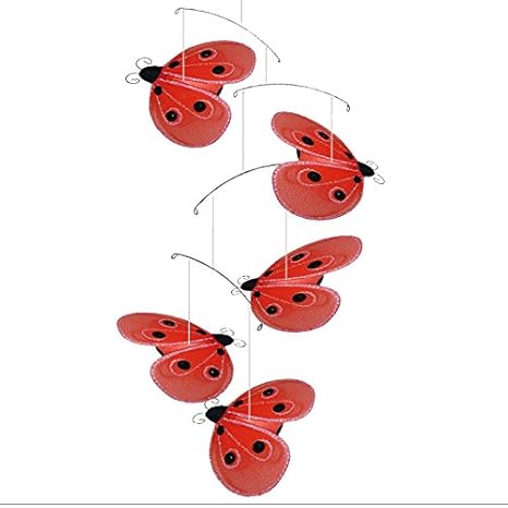Ladybug Mobile Red Black Shimmer Hanging Mesh Nylon Ladybugs