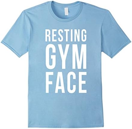 Men's Resting Gym Face T-Shirt Exercise Fit Life Weight Lifting  Small Baby Blue