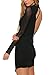 YOINS Sexy Black See Through Long Sleeves Irregular Hem Open Back Mini Dress