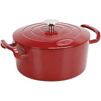 Sitram 711090 Sitra Bella Cast Iron Dutch Oven, 5.3 Qt, Red Glossy