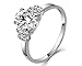 JoGray Women's 18K Platinum Plated Prong Setting Cubic Zirconia Inlaid Wedding Engagement Band Ring For Her Size 6-9