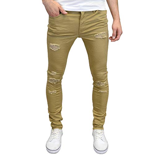 Jack & Jones Men s Ripped Skinny Fit Stretch Chinos (Ripped Chino Kelp, 32W x 30L)