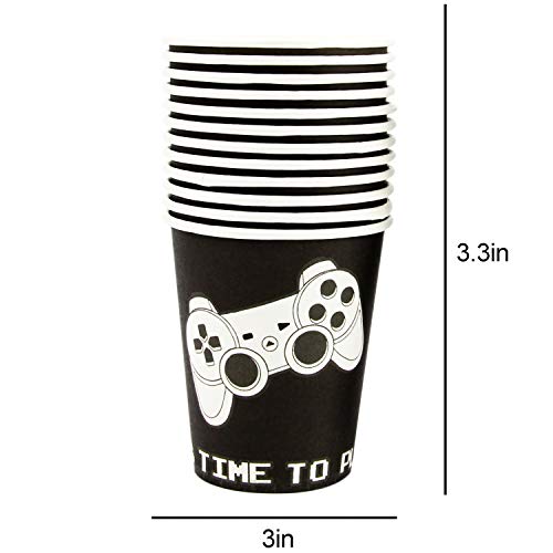 177 Piece Video Gaming Party Supplies Set Including Banner, Plates, Cups, Napkins, Tablecloth, Spoon, Forks, and Knives, Serves 25