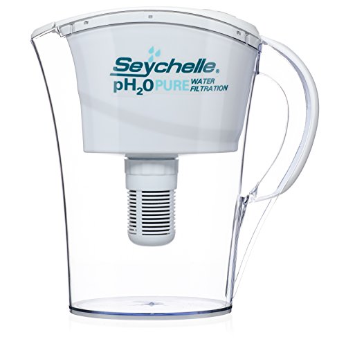 Seychelle pH2O Alkaline Water Filter Pitcher - pH Enhancing Filtration - 100 Gallon Capacity - USA-Made Filter, BPA-Free, 32oz