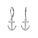 Tropical Beach Vacation Honeymoon Simple Nautical Boat Anchor Lever Back Dangle Earrings For Women Teen .925 Sterling Silver