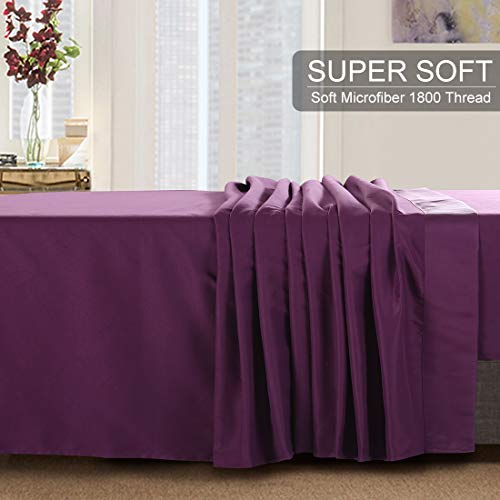 Abakan Queen Bed Sheet Set 4 Piece Super Soft Brushed Microfiber 1800 Thread Count Hotel Luxury Egyptian Sheet Breathable, Wrinkle, Fade Resistant Deep Pocket Bedding Sheet Set (Queen, Purple)