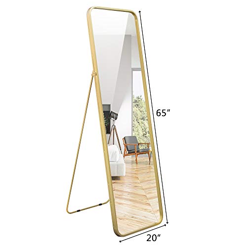VINGLI Gold Floor Mirror, 65"×20" Gold Standing Mirror Full Length