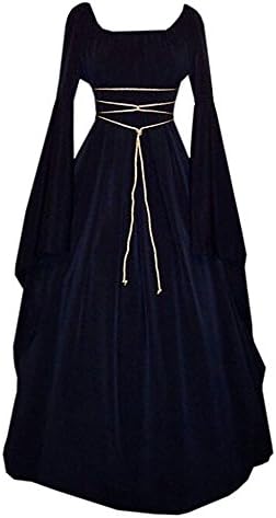 Misassy Womens Renaissance Costumes Medieval Irish Over Dress Victorian Retro Gown Cosplay