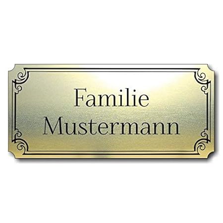 Türschild, Briefkastenschild, Klingelschild, 70-300-008 Acryl, Oberfläche Gold gebürstet oder Edelstahl gebürstet, individuel