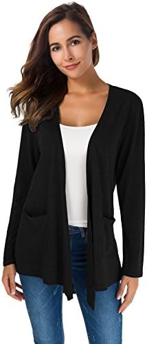 TownCat Women's Loose Casual Long Sleeved Open Front Breathable Cardigans with Pocket