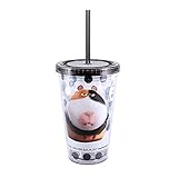 Silver Buffalo PT12087 Universal Polka Dot The Secret Life of Pets Norman Plastic Cold Cup with Lid and Straw, 16-Ounces