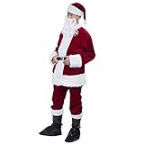 Christmas Santa Claus Costume Set Men Santa Costume Women Deluxe Santa Suits (Type 1-1)