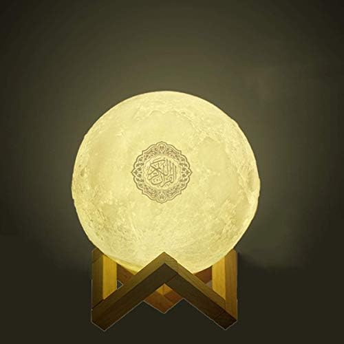 Dpowro Quran Touch Moon Lights Lamp Speaker, 7 Colors Moon Light Wireless Speaker Portable Quran Speakers MP3 FM Radio with Remote Control
