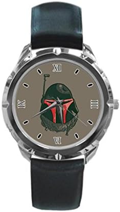 Boba Fett Black Helmet Beard Custom Metal Classic Leather Men And Women Sports Watch Best Gift