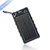 Zzero 8000mAh Dual USB Portable Solar Battery Phone Charger with LED Flashlight, Blue