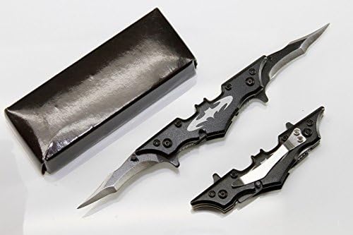 OHOJIDA Black Batman Dark Knight Spring Assisted Dual Blade Folding Pocket Knife Tactical