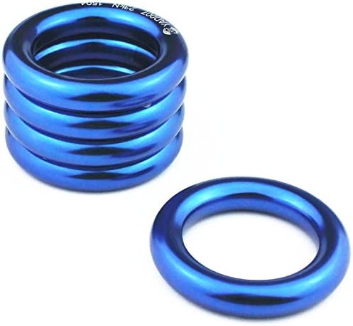 PROND Aluminum Rappel Ring, Climb Perfect Tension Aluminum Alloy O-Ring, 23KN Rappel Rings For Rock Climbing Arborist and Hammock (Blue - 5 Pcs/Pack)
