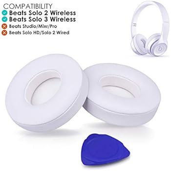 Professional Beats Solo Earpads Cushions Replacement by SoloWIT - Compatible with Beats Solo2 & Solo3 Wireless On-Ear Headphones with Soft Protein Leather/Strong Adhesive Tape