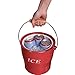 T686 Vintage Red 4L Metal Double Walled Ice Bucket Set/Home Kitchen Gifts With Lid/wooden Handle And Scoop