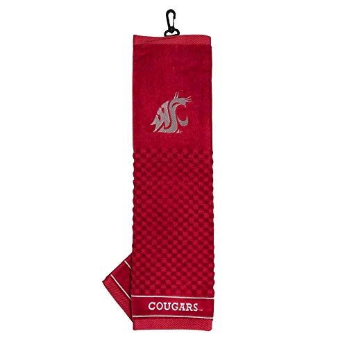 Team Golf NCAA Washington State Cougars Embroidered Golf Towel, Checkered Scrubber Design, Embroidered Logo