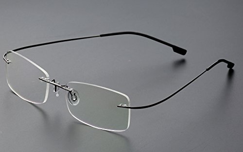 Agstum Mens Womens Titanium Alloy Flexible Rimless Frame Prescription Eyeglasses 51mm (Gunmetal, 51mm)