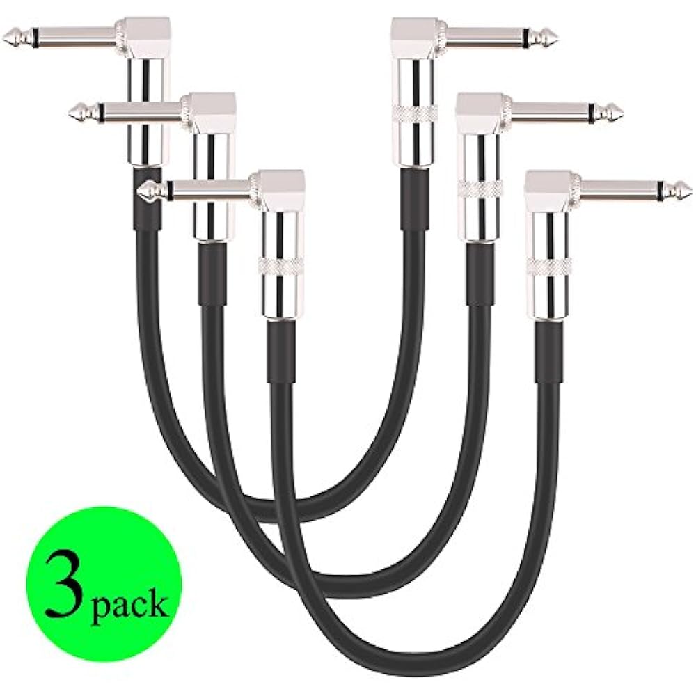 Guitar Patch Cables Cable 3Pack 30cm 1/4 Inch Right Angle PVC For Instrument eBay