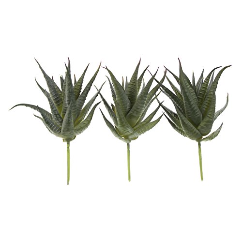 Goodma 3 Pieces Realistic Artificial Aloe Faux Succulent Textured Spiky Green Haworthia Cactus Plants Unpotted (Deep Green) - Thumbnail 5