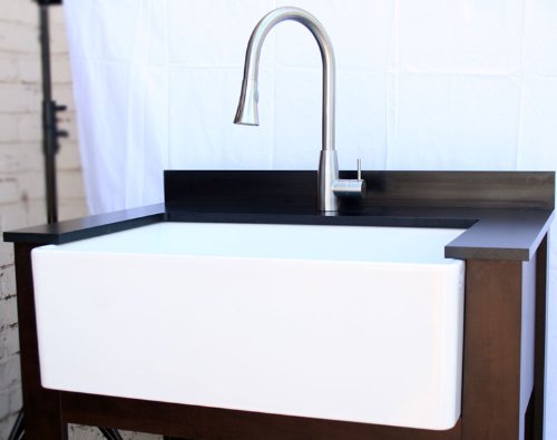 ALFI brand AB510 30-Inch  Contemporary Smooth Fireclay Farmhouse Kitchen Sink, White - Thumbnail 5